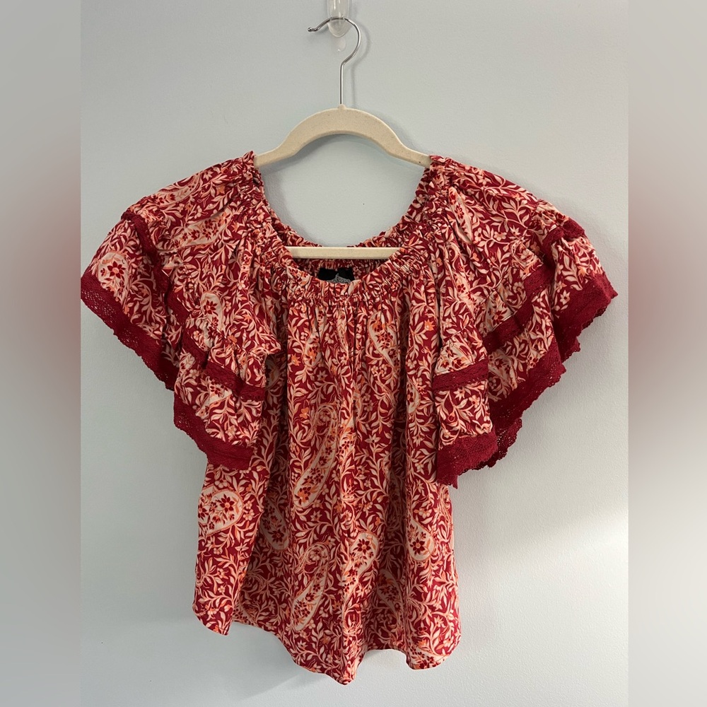 Boho Medium Red Festival Top